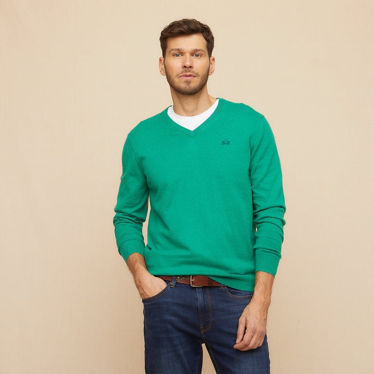 La Martina Black Cotton Men Sweater