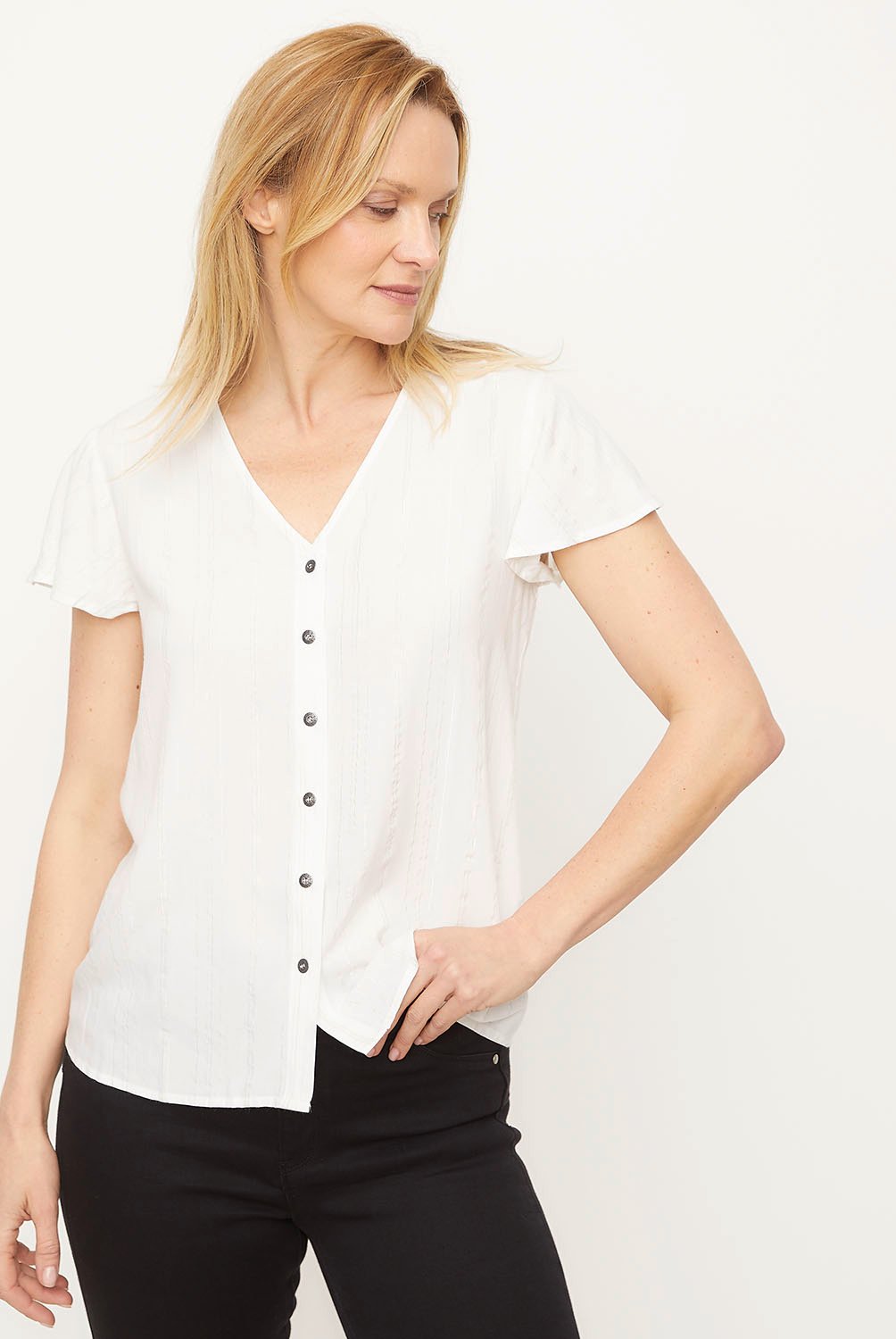 NEWPORT - Blusa Newport Manga Corta Cuello en V