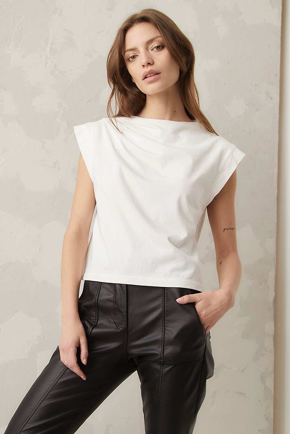 Polera blanca algodón mujer hotsell