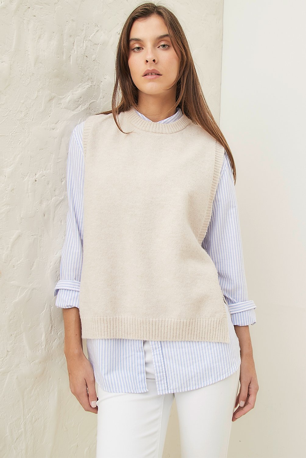 BASEMENT - Sweater Punto Sin Mangas Mujer Basement