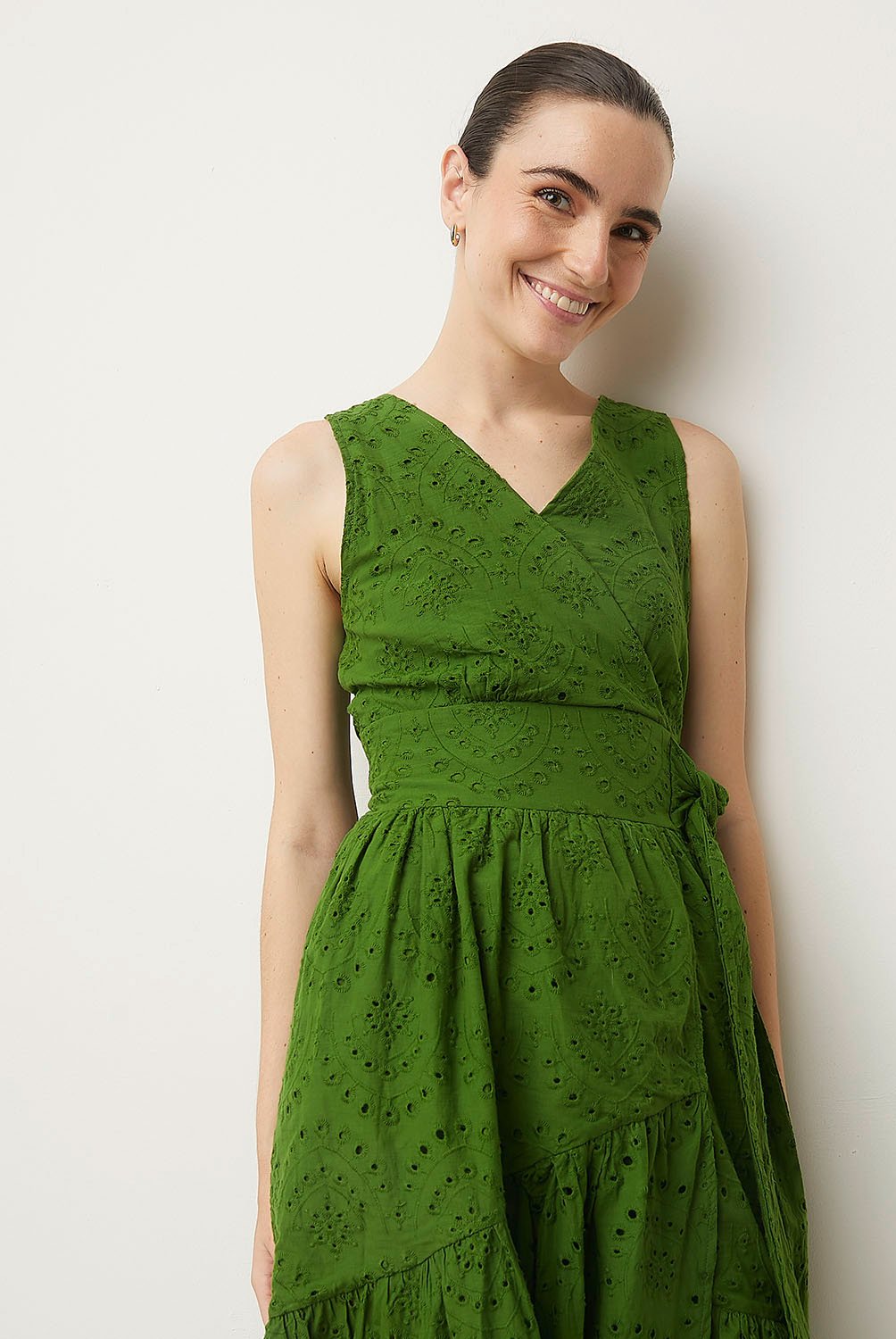 Vestido Midi De Linho Estampa Cerda Figo Verde - Maria Filo