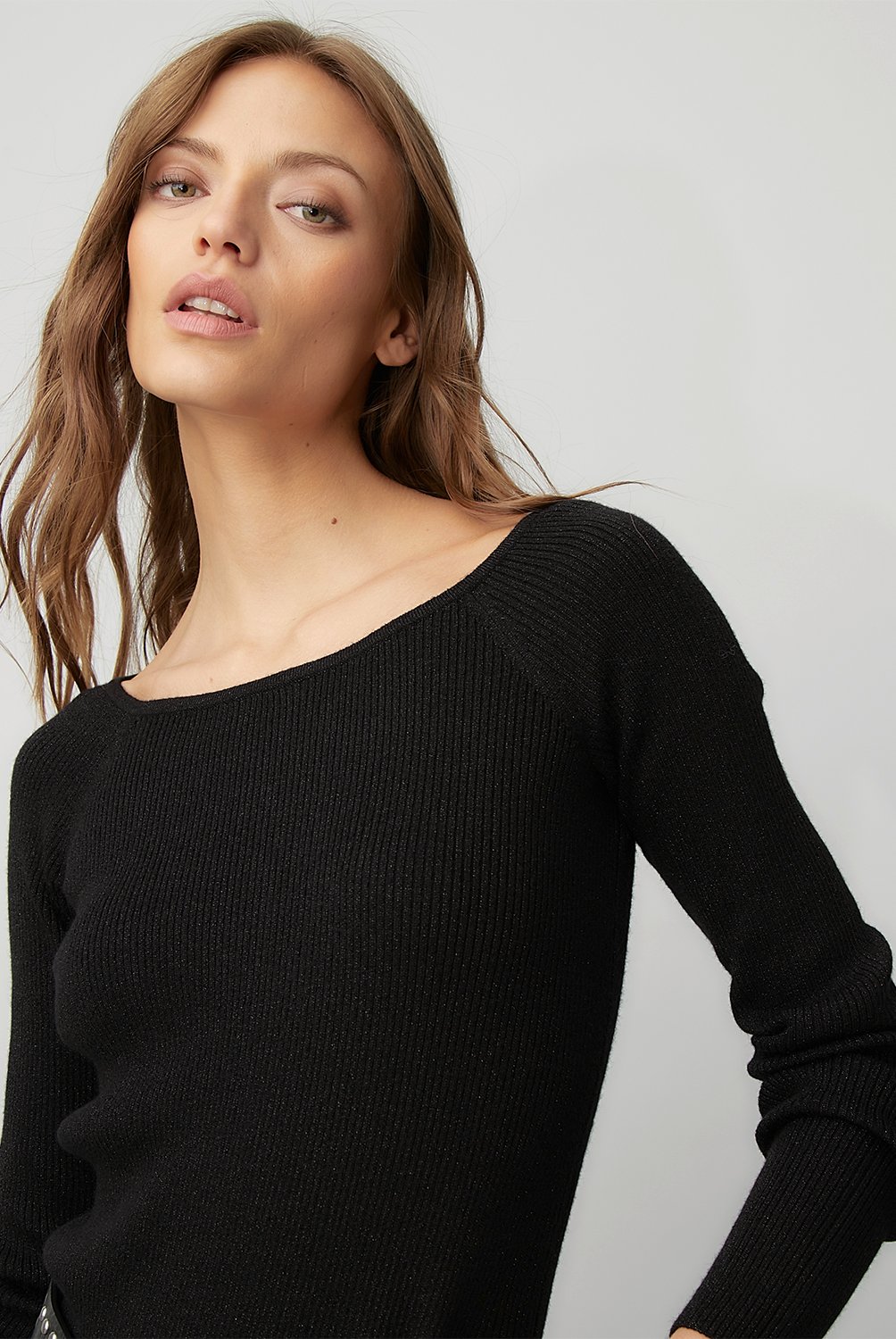 DKNY Suéter Acanalado Con Tachuelas Para Mujer
