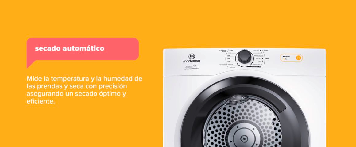 Secado automático. Mide la temperatura y la humedad de las prendas y seca con precisión asegurando un secado óptimo y eficiente