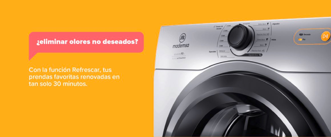 ¿Eliminar olores no deseados?. Con la función Refrescar, tus prendas favoritas renovadas en tan solo 30 minutos. 