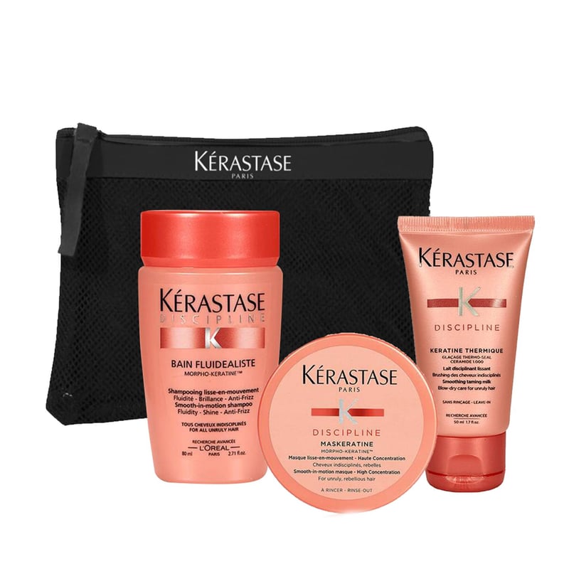 KERASTASE - Set de Tratamientos Capilares Pack Travel Size Cabello Indisciplinado: Shampoo + Mascarilla + Térmico