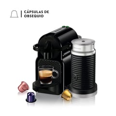 NESPRESSO - Cafetera con Cápsulas Nespresso Inissia Negra con Espumador de Leche