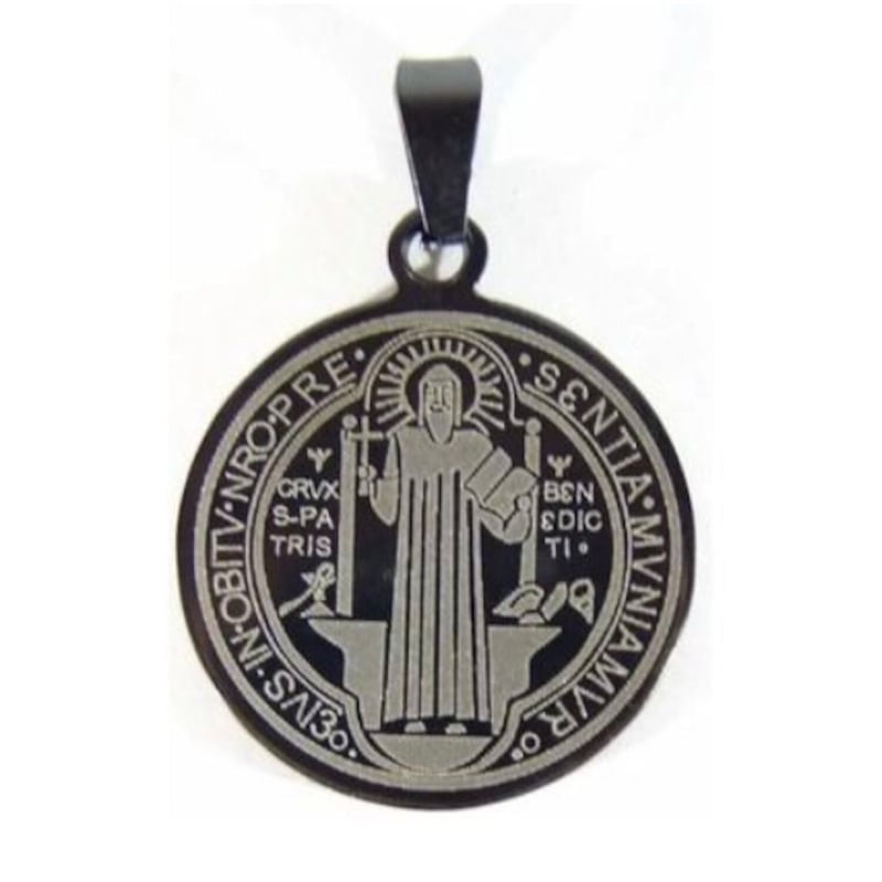 GENERICO - Medalla San Benito Acero Inoxidable Diametro 3.4cm