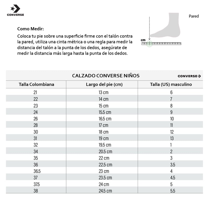 Tallaje converse niño sale