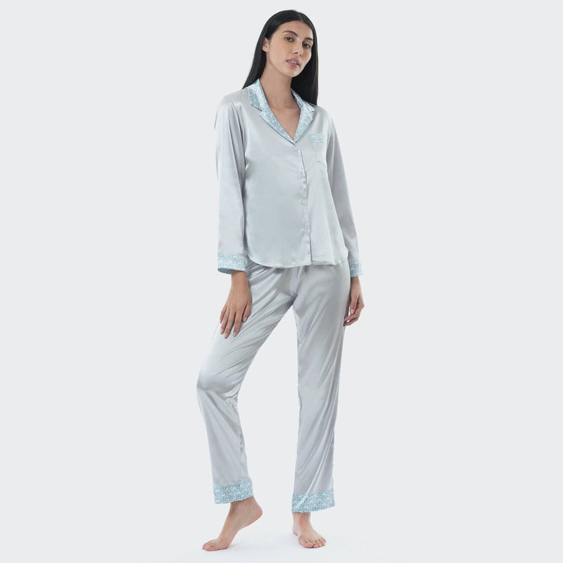 Pijama De Manga Larga Para Mujer Normann - Estilo Ethnolook, 100% Algodón, Con Puños Cómodos Y Certificado OEKOTEX