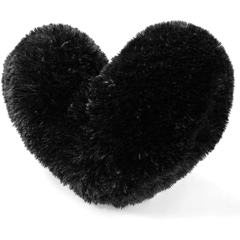 BANZAY - Cojín Decorativo Peludo Corazón - Negro