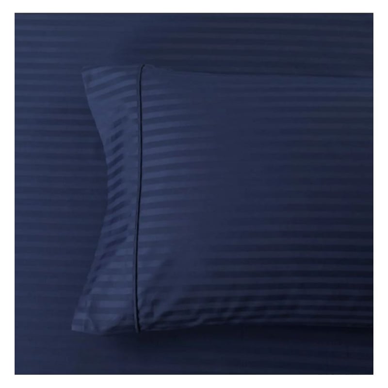 GENERICO - Par de fundas de almohada 50x72cm sateen stripe azul oscuro