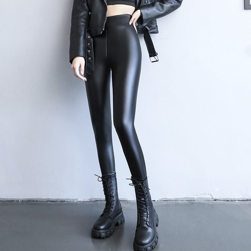 Leggins Efecto Cuero Para Mujer Negro