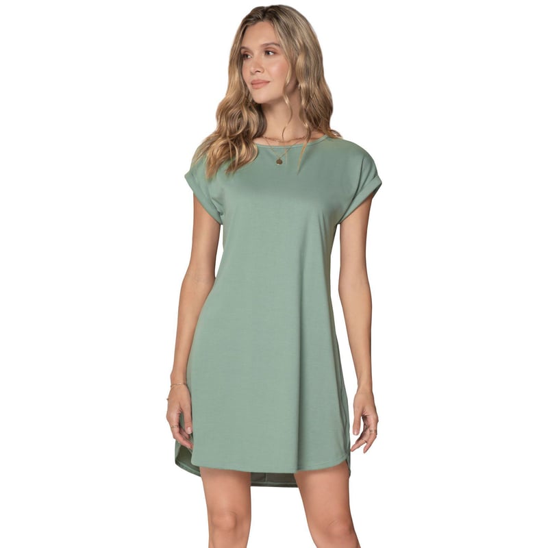 Vestido Corto Para Mujer QS – Hombros Caídos, Cuello Redondo, Estilo Casual