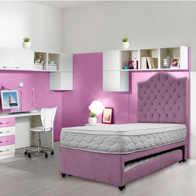 Cama NIDO BARBIE COMPLETA sencilla 100x190 PLUMA HOME falabella