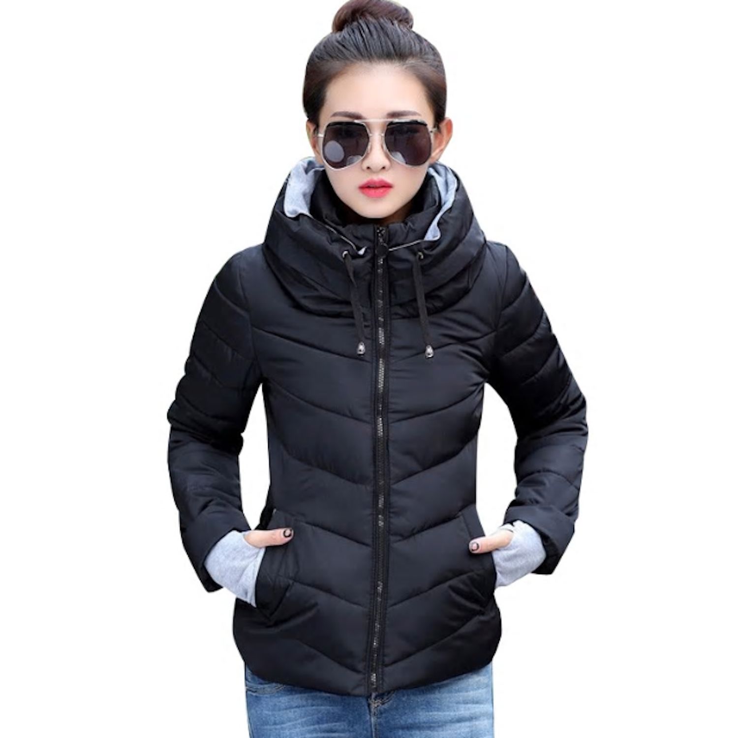 Chaqueta acolchada negra mujer best sale