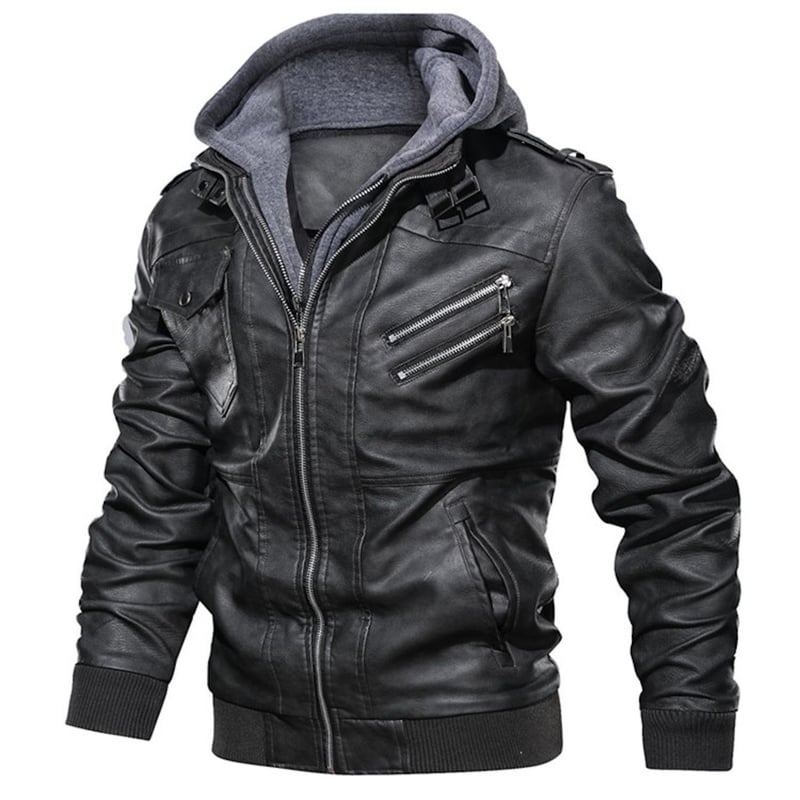 Chaqueta Cuero PU Hombres Casual Motociclista SA722 Negro UBMD falabella