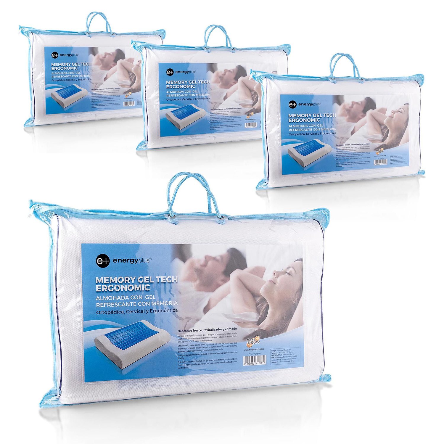 Combo 4 Almohadas con gel refrescante ortopedica memoria Energy Plus ENERGY PLUS falabella