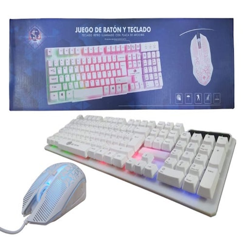 Combo Teclado Y Mouse Gamer Usb En Espanol Tecla N Blanco GENERICO falabella