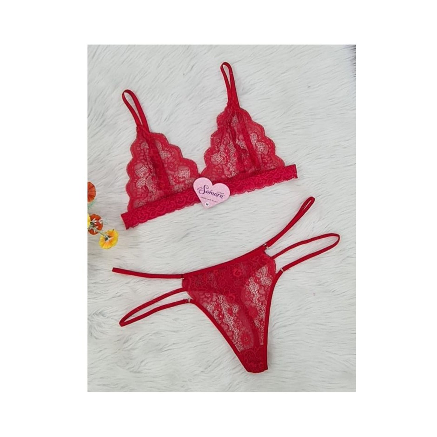 Conjunto Lenceria erotica Encaje rojo Talla L GENERICO falabella