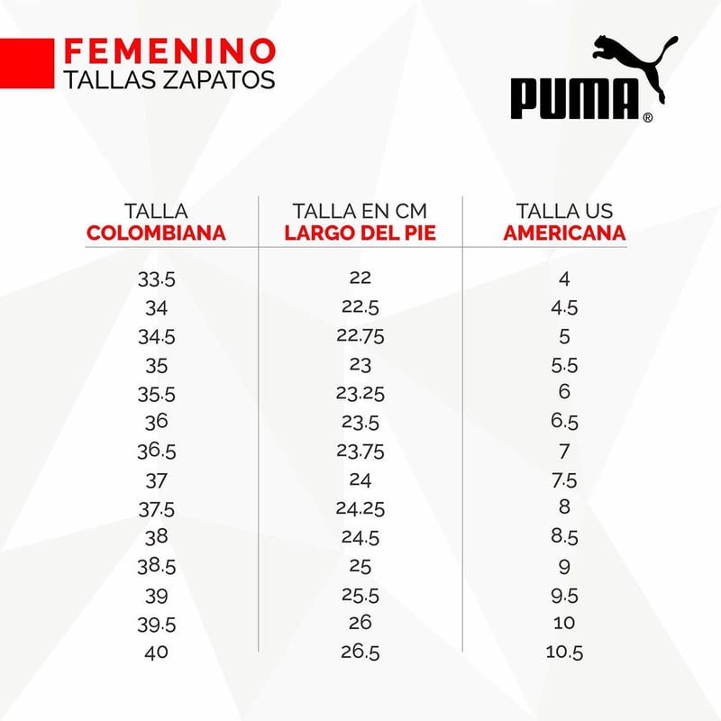 Puma tabla de talles shop