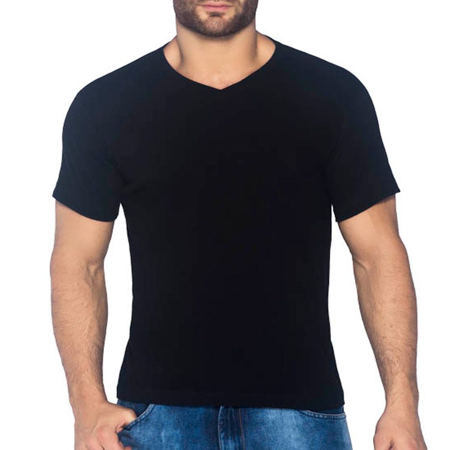 Camiseta Cuello V Negro para Hombre Croydon