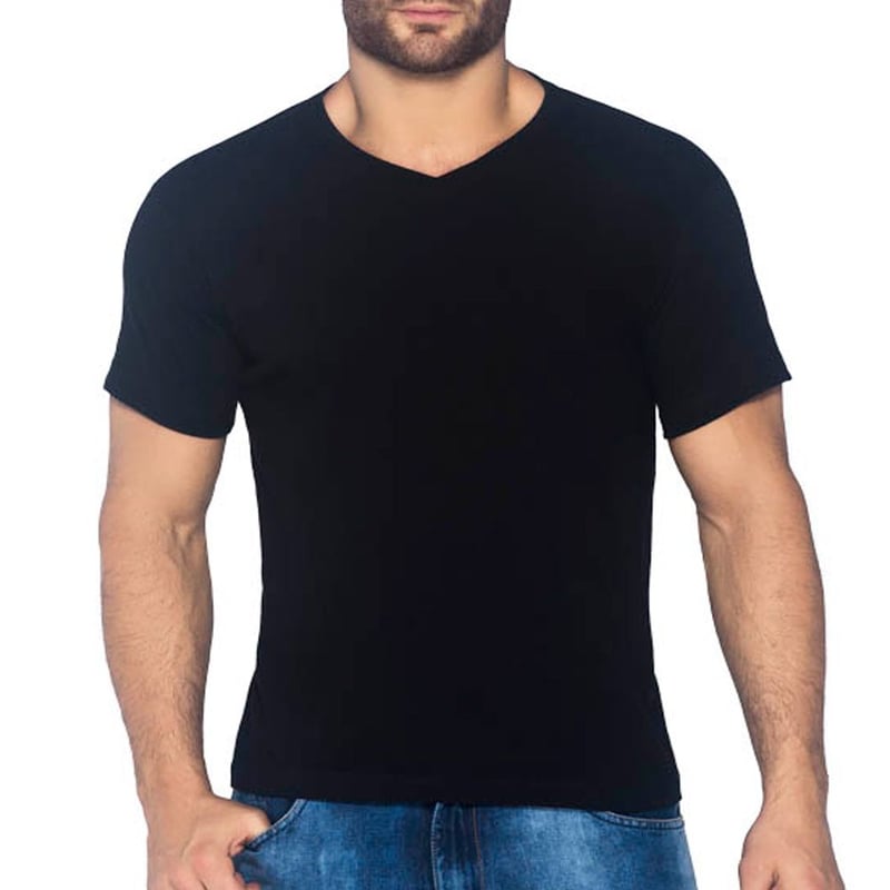 Camiseta Cuello V Negro para Hombre Croydon