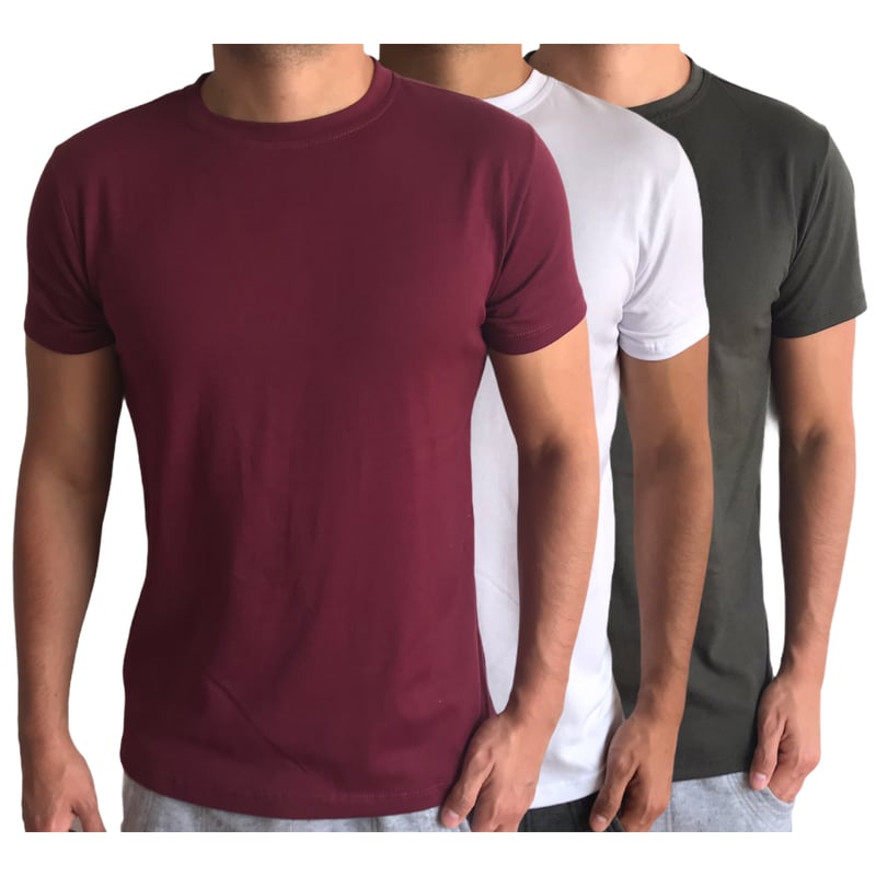 Camisetas para hombre en algodon 100 x 3 unidades
