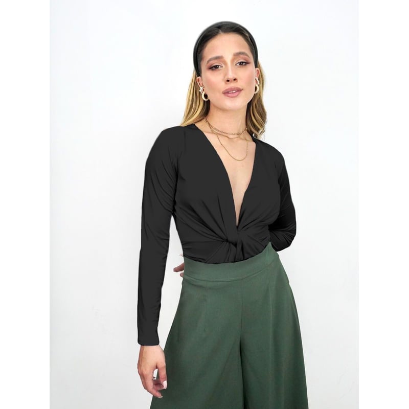 Body para Mujer Negro Manga Larga Escote Cruzado Trevi Negro MOLGOA falabella