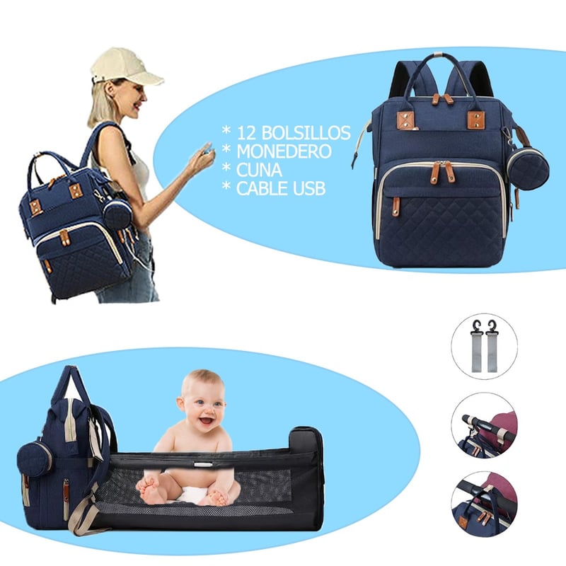 Panalera Multifuncional Para Bebes Cuna Impermeable Azul GENERICO falabella