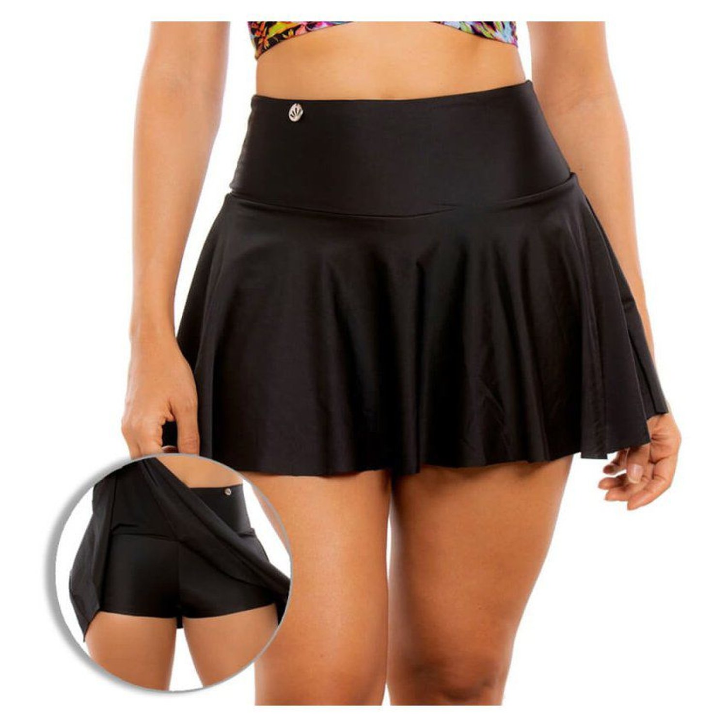 Falda Short de Vestido de Bano PRAIE 0003 Negro Boleros Control
