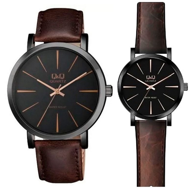 Relojes Pareja Duo Qyq Cuero Quartz Q q Q892j422 Estuche Q Q falabella