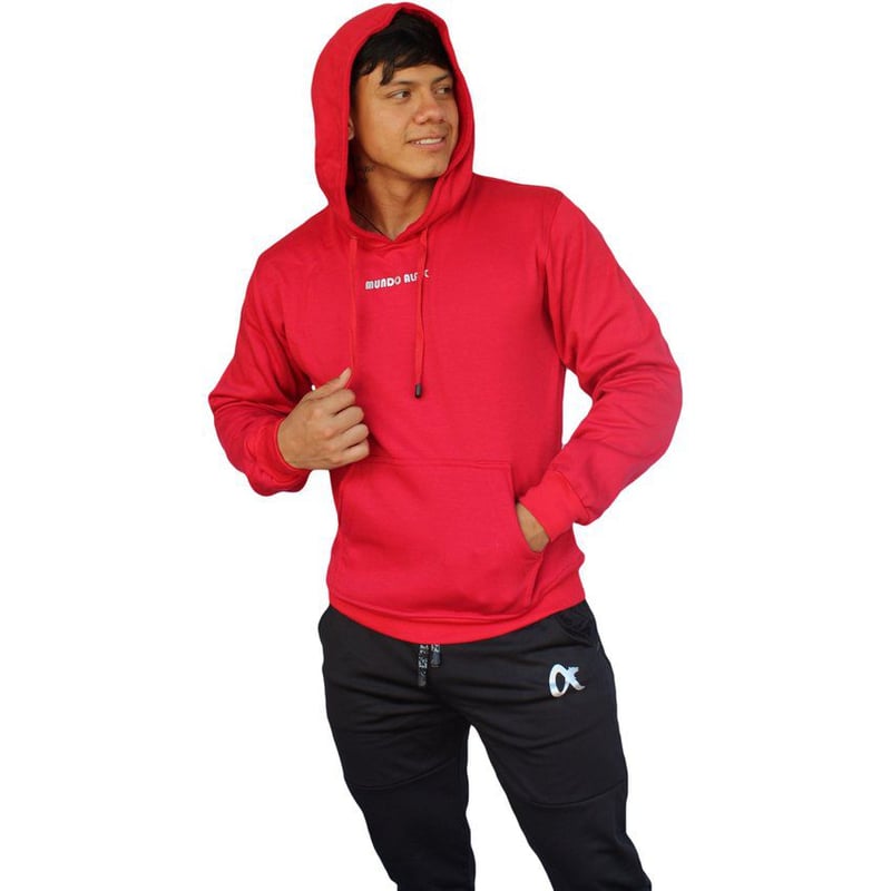 Buzo hoodie Rojo saco con capota de hombre frio Mundo Alfa GENERICO falabella