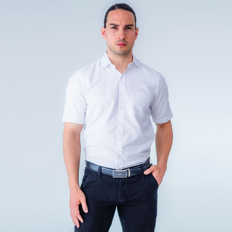 Camisas blancas para hombre manga corta new arrivals