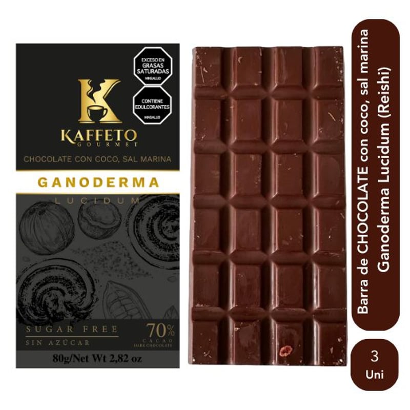 KAFFETO GOURMET - Chocolate con coco sal marina y ganoderma lucidum