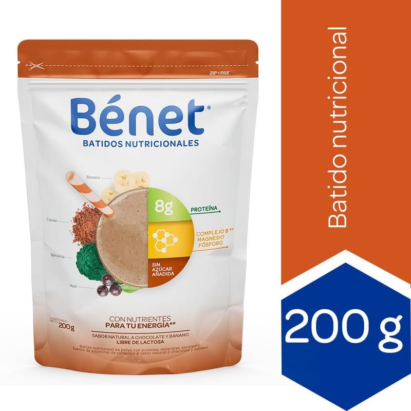 BENET - Benet Polvo Chocolate Y Banano Energia X 200g