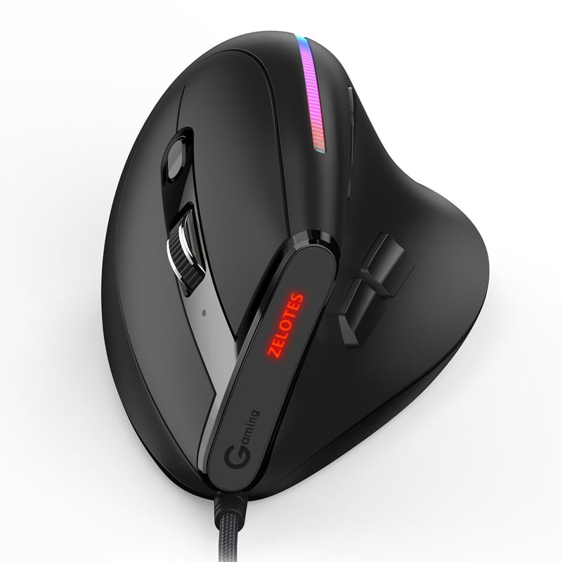 ZELOTES - Mouse Gamer Programable Vertical Ergonomico 9 Botones Zelotes T50