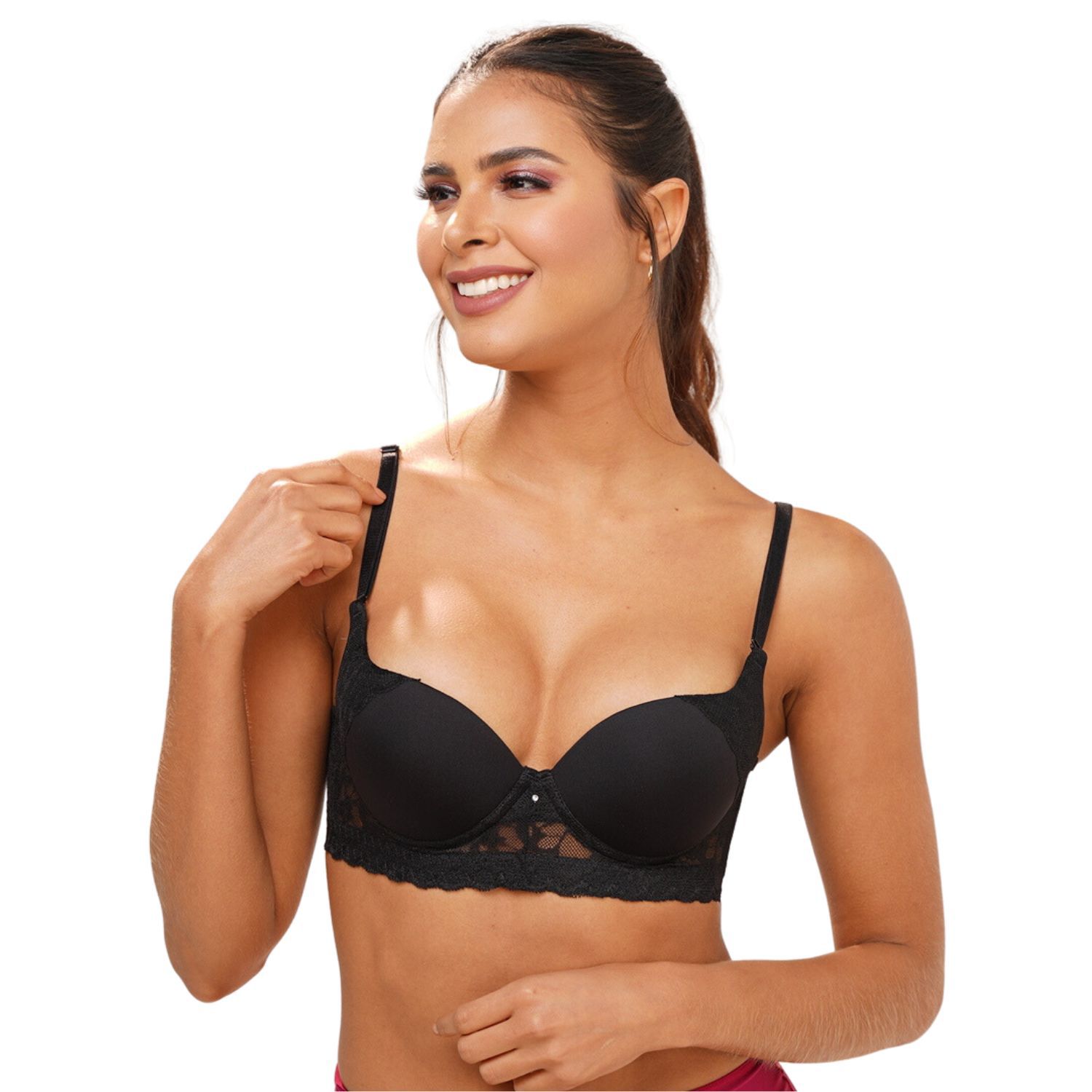 Brasier copa entera y y espalda ancha en encaje de 3 broches BR1419. NUBY LINGERIE falabella
