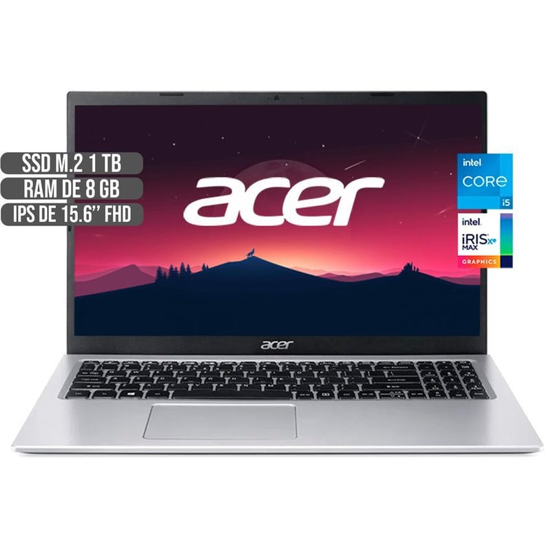 ACER - PORTATIL ACER INTEL CORE I5-1135G7 SSD 1TB RAM 8GB INTEL IRIS® Xe 15.6 FULL HD