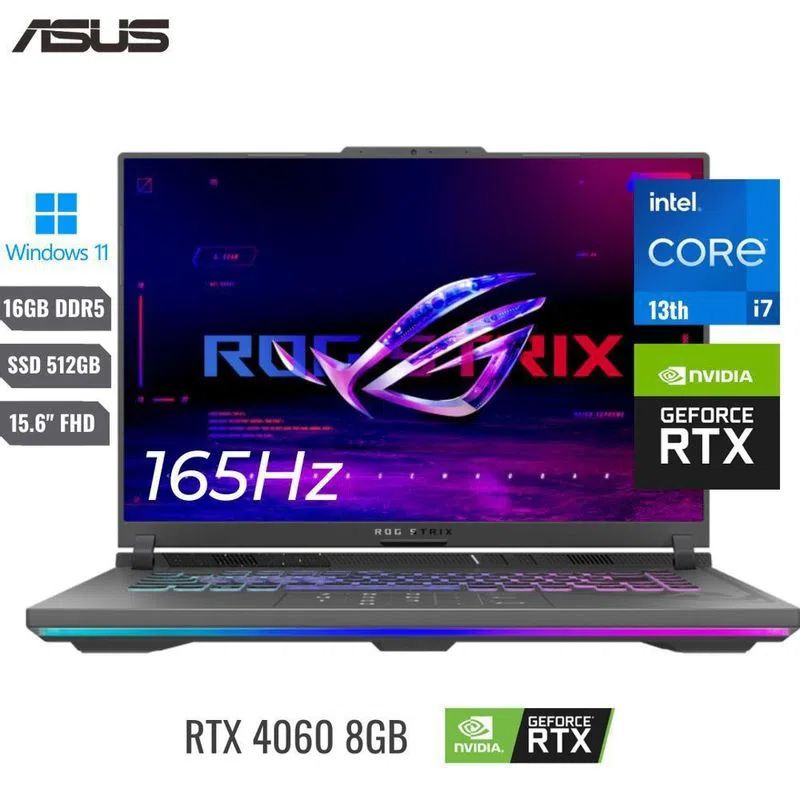 ASUS - Portátil Asus Rog Strix I7 13650hx 16 Pulgadas Fhd 165Hz 16Gb 512Gb Rtx 4060 8Gb Ddr6 Win 11