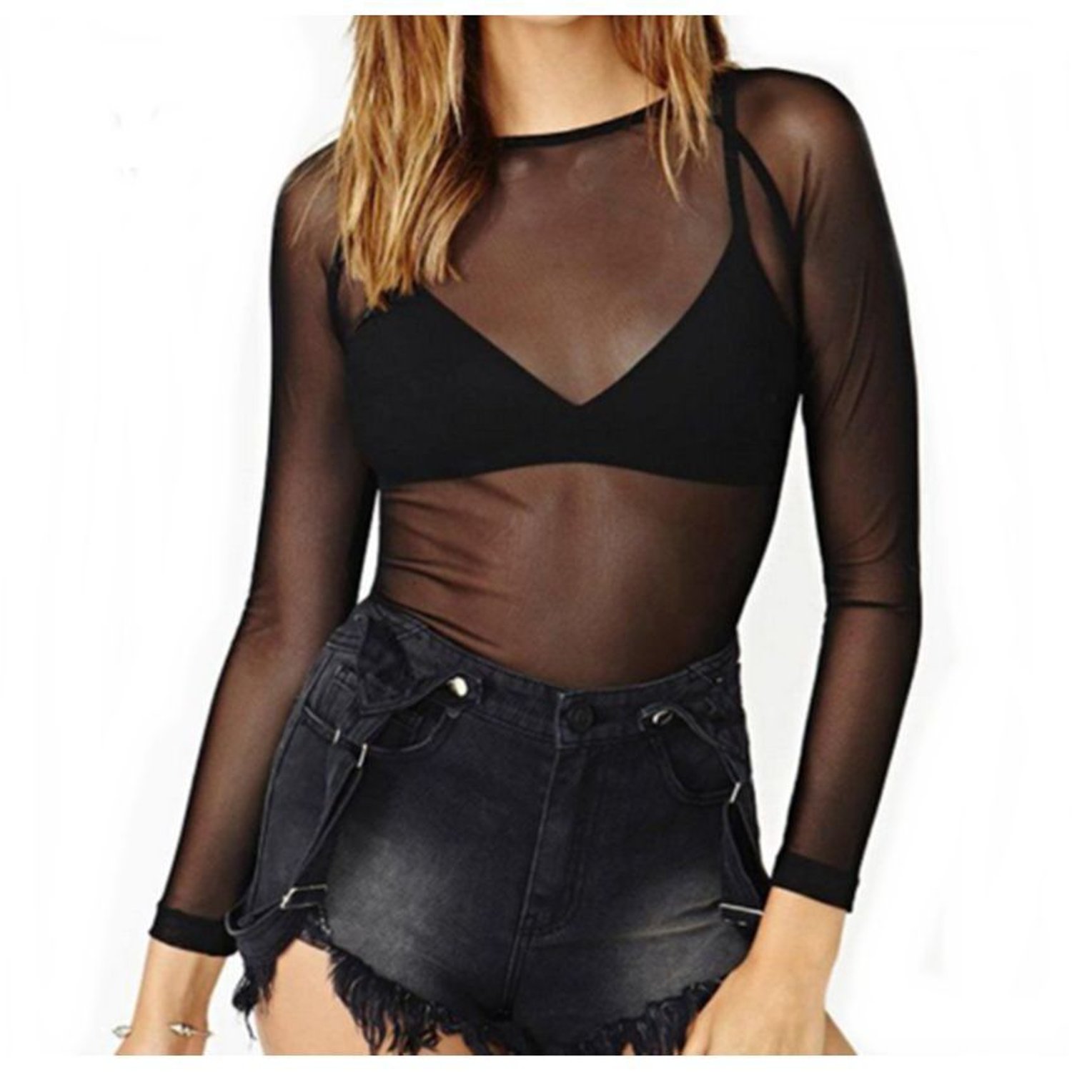 Blusa malla larga manga larga transparente no incluye top gym o casual GENERICO falabella