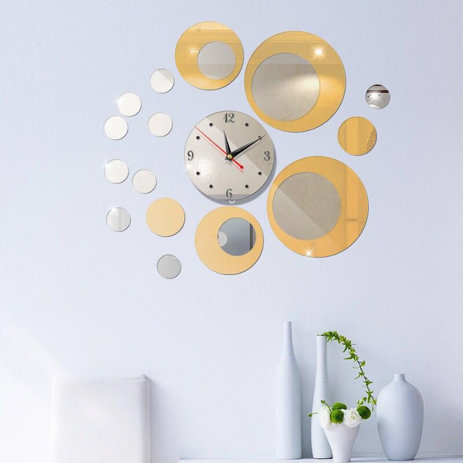 Reloj de Pared 3D decorativo y Funcional para hogar Platos Dorado GENERICO falabella