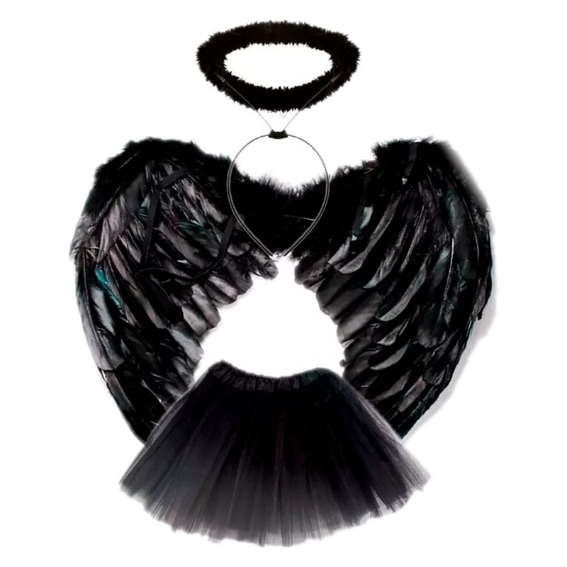 Disfraz Angel Negro Alas Tutu Aureola Adulto Mujer GENERICO falabella