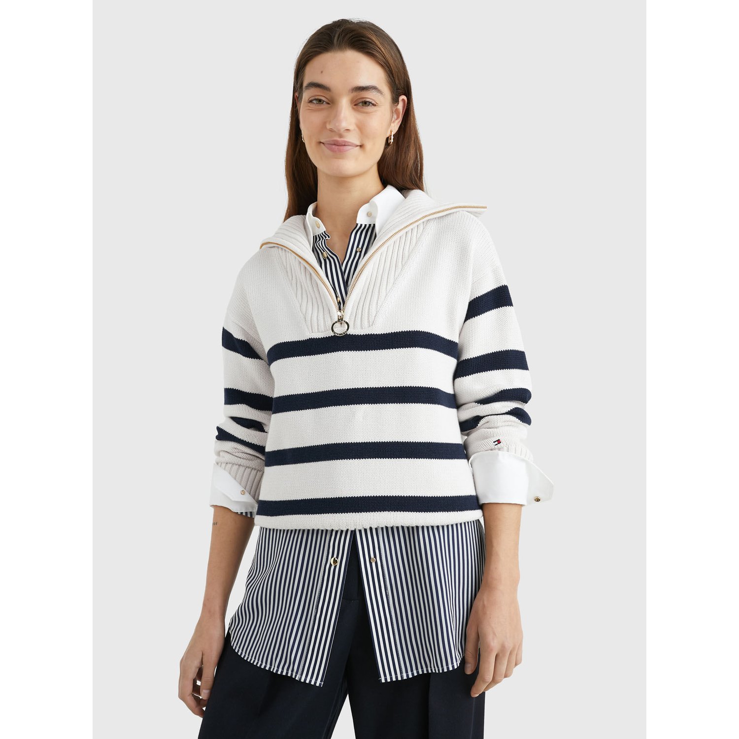 Saco Amplio De Rayas Con Cierre Para Mujer Tommy Hilfiger TOMMY HILFIGER falabella