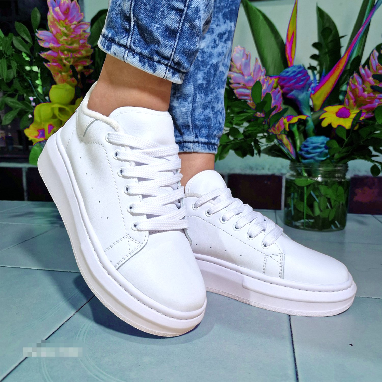 Zapato Casual Mujer Tenis Blancos Clasicos Moda