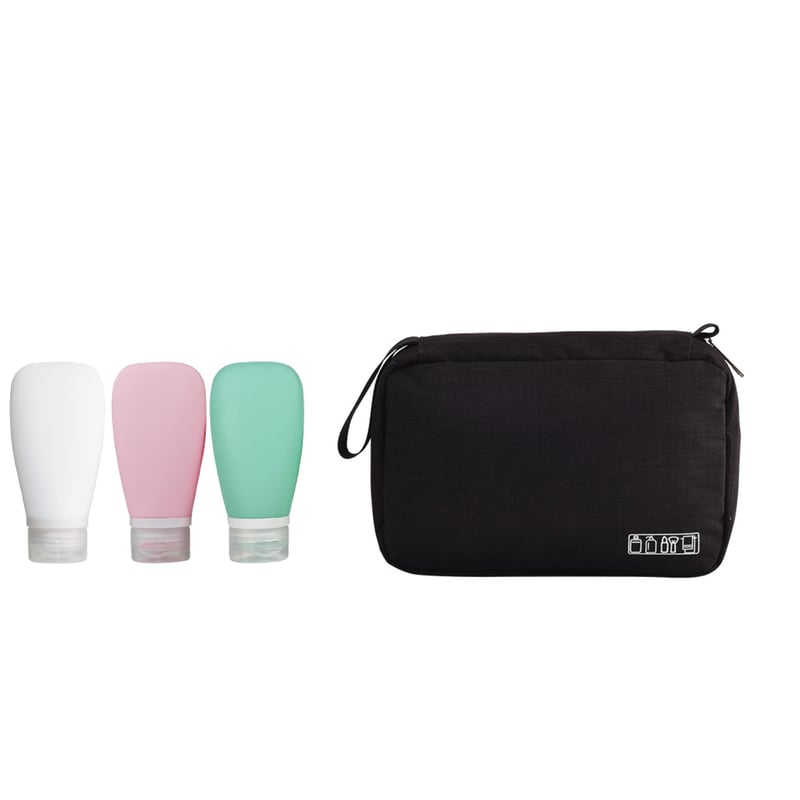 BOTELLAS VIAJE SILICONA NECESER COSMETIQUERA MALETA NEGRO GENERICO falabella