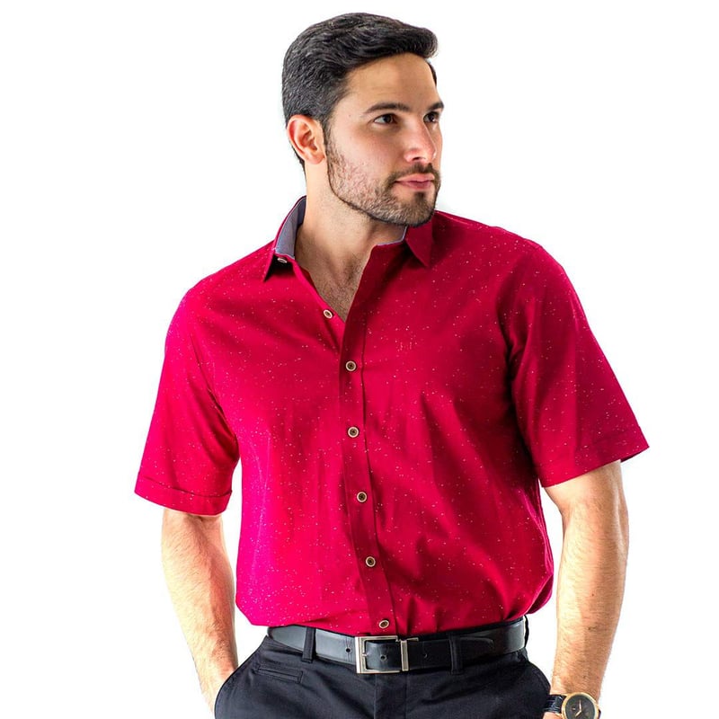 Camisa Para Hombre Manga Corta Rojo Marca L H