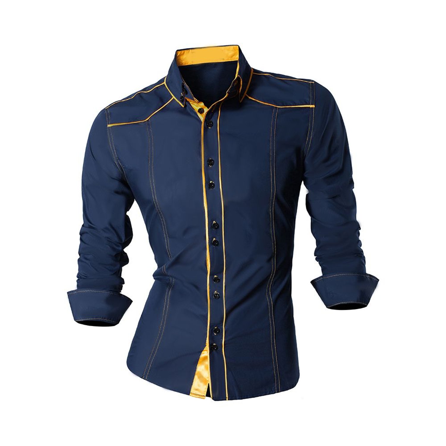 Camisa Hombre Nueva Elegante Estilo Exclusivo Manga Larga Azul Oscuro GENERICO falabella