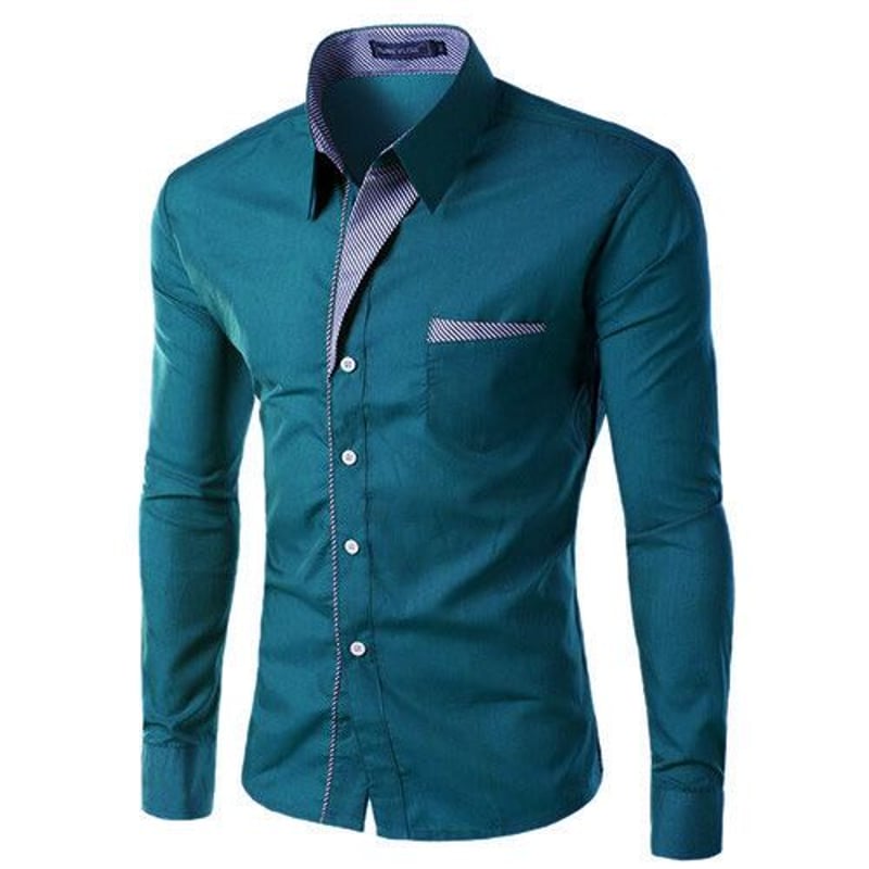 Camisa azul petroleo hombre hotsell