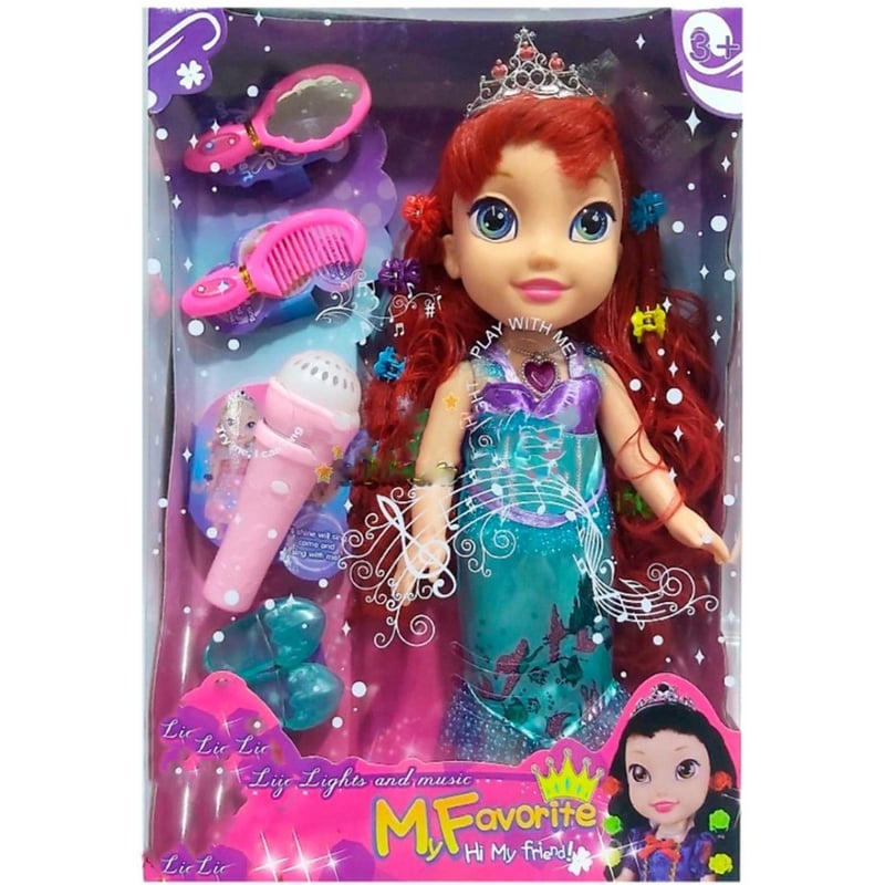 Muneca Princesa Ariel Nina Luces Musical Juguete GENERICO falabella