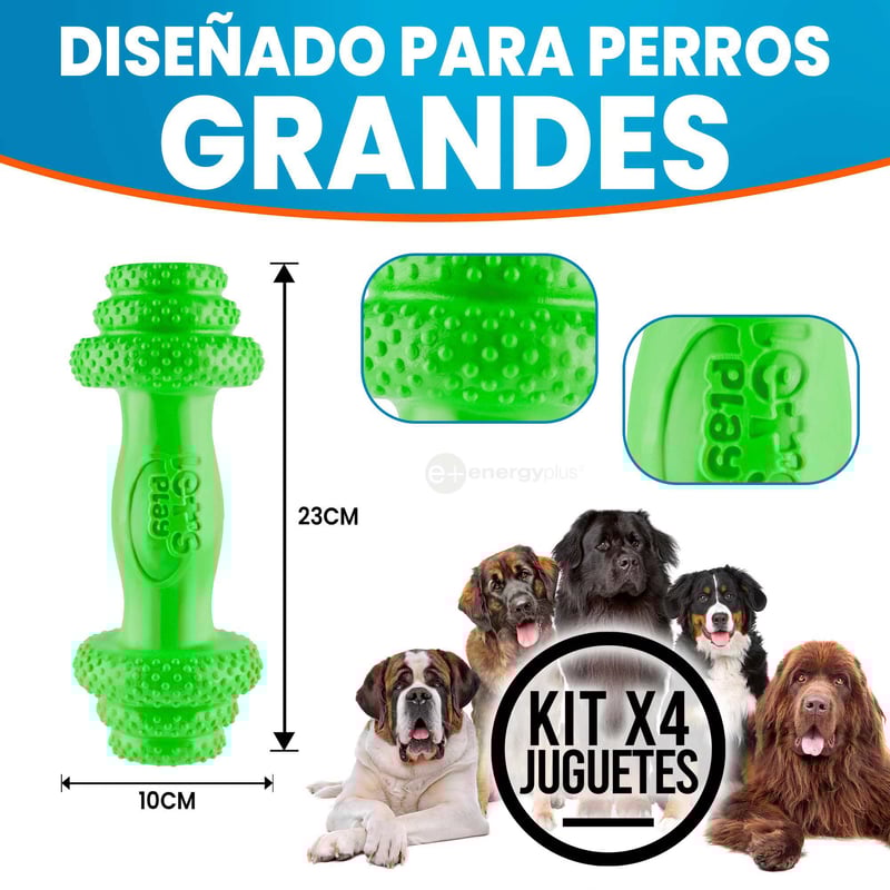 4 Juguetes Mordedor Pesa Maciza Resistente Perros Grandes ENERGY PLUS falabella